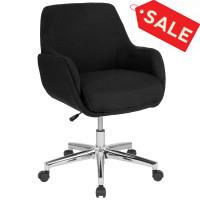 Flash Furniture BT-1172-BLK-F-GG Rochelle Home and Office Upholstered Mid-Back Chair in Black Fabric 